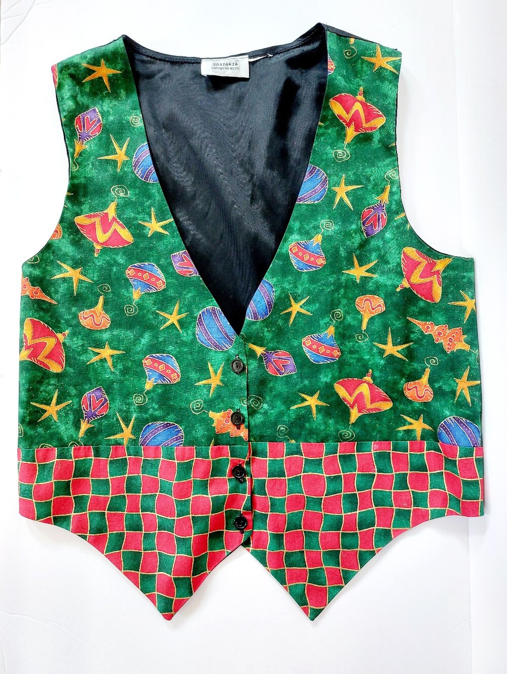 90s Vintage Christmas Ornament Vest Whimsy Granny Cottagecore Holiday Teacher - Picture 3 of 7